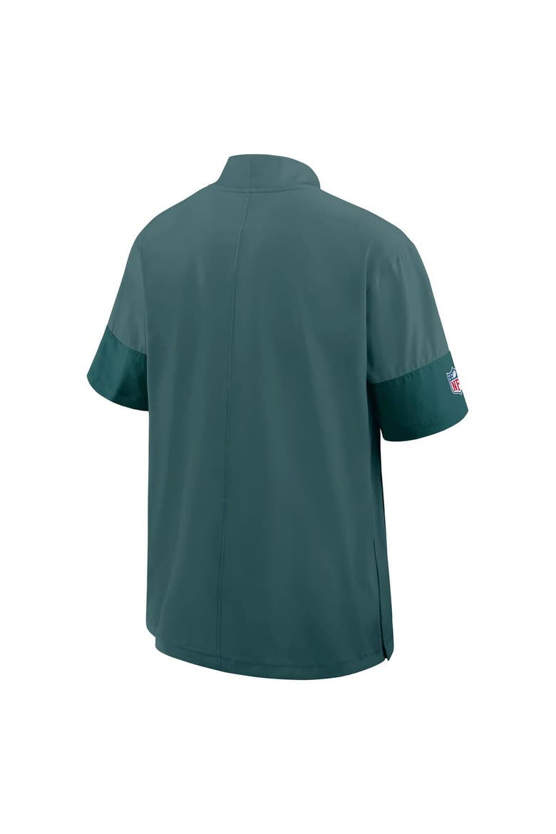 Men's Nike Green Philadelphia Eagles Sideline Short Sleeve Quarter-Zip Performance Coach Jacket, Alternate, color, Green