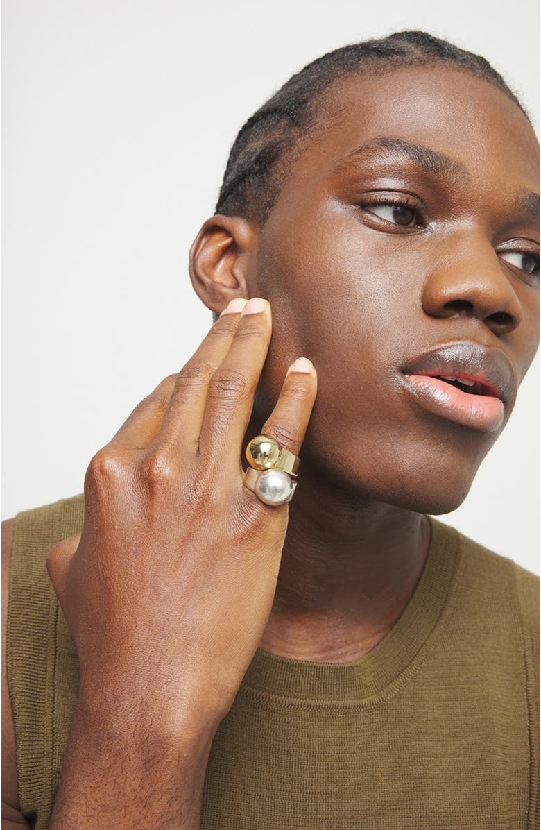 UNODE50 Sterling silver plated ring in the shape of a sphere, Alternate, color, Silver