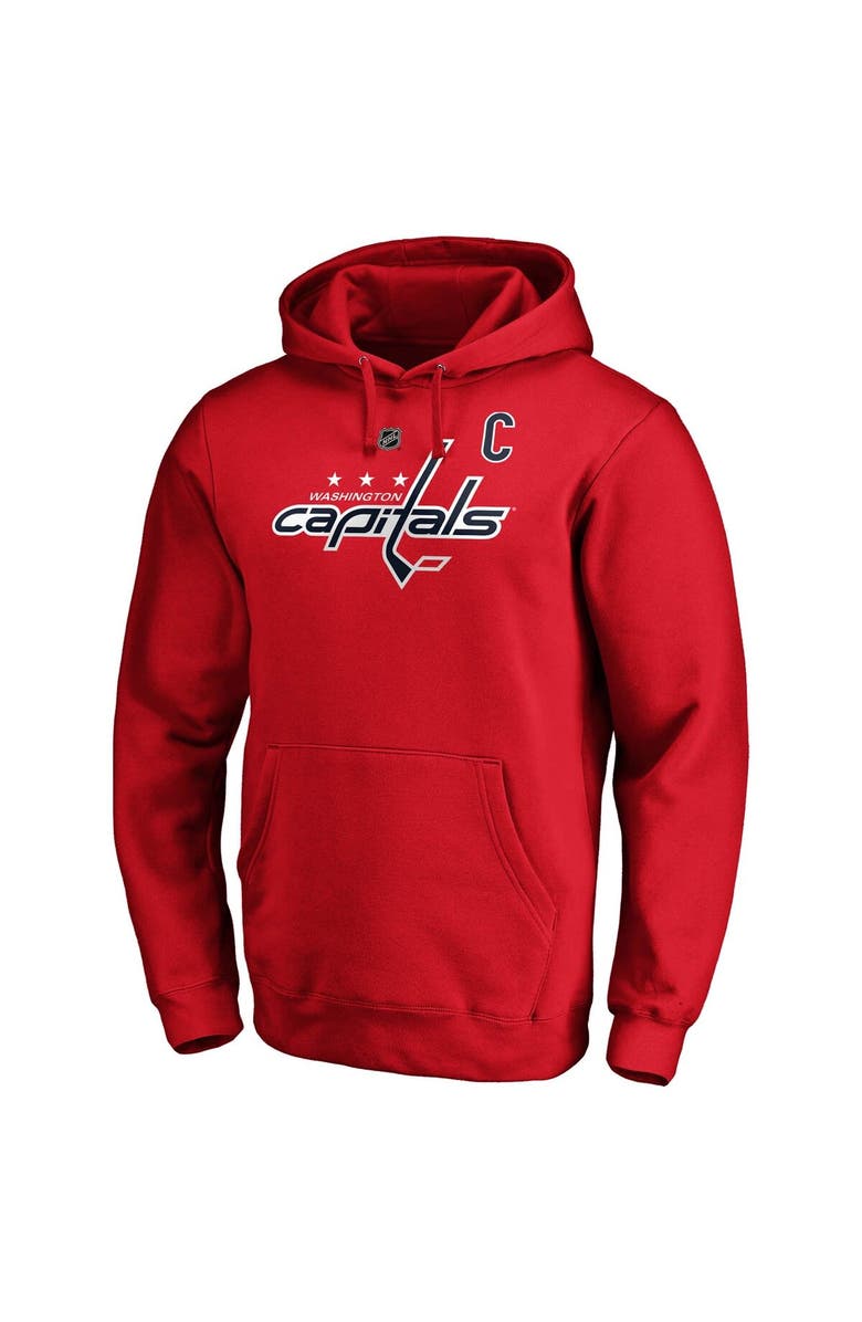 FANATICS Men's Fanatics Branded Alexander Ovechkin Red Washington Capitals Authentic Stack Player Name & Number Fitted Pullover Hoodie, Alternate, color, Red