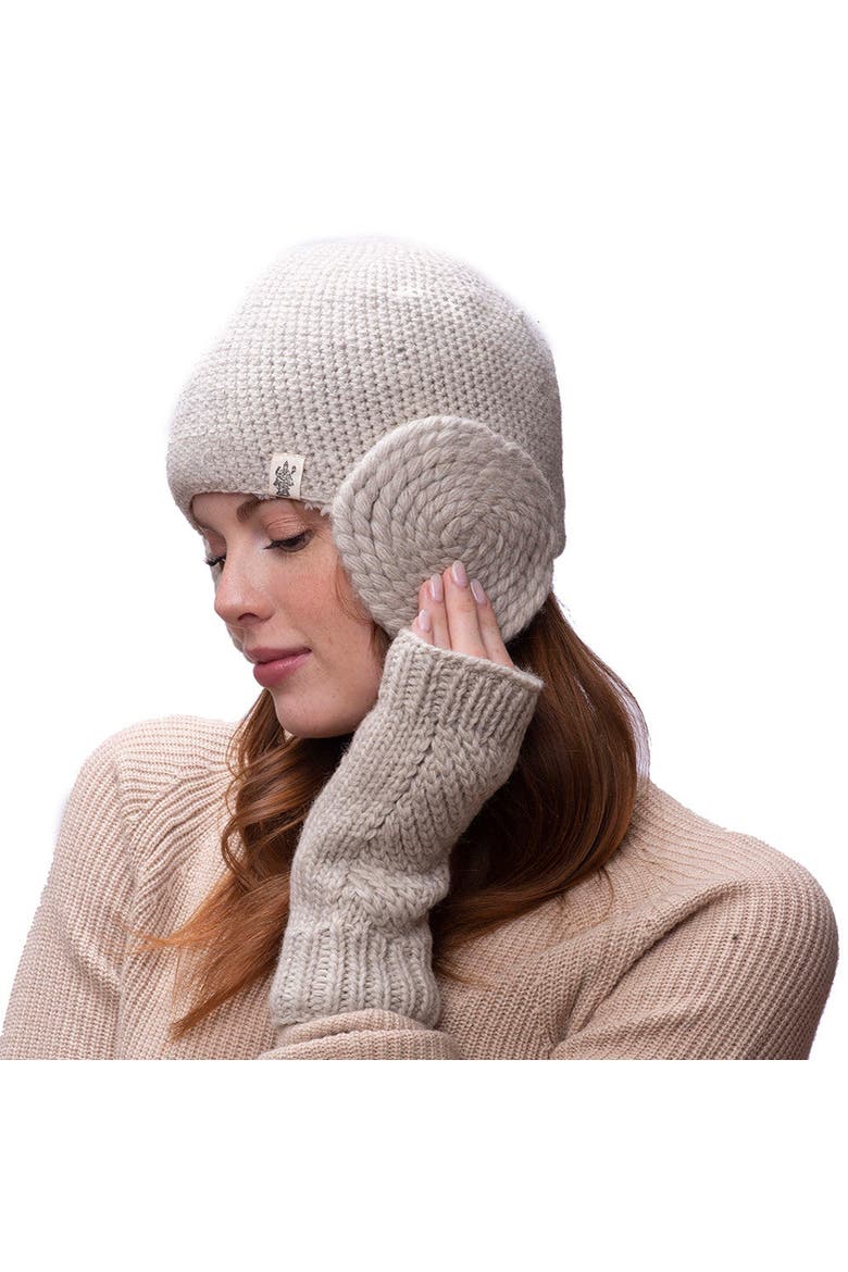 Diagonal Knit Handwarmers, Alternate, color, HONEY