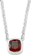 SAMUEL B. Cushion Cut Garnet Solitaire Pendant Necklace