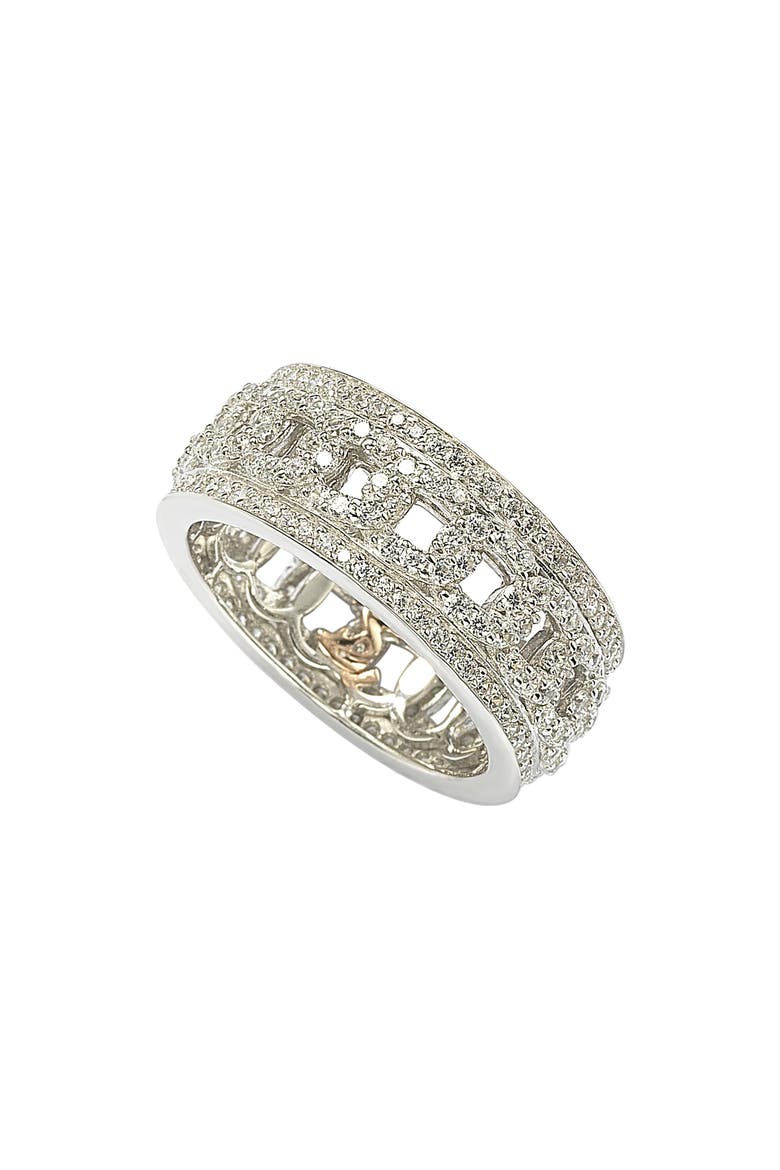 Sterling Silver Cutout CZ Band, Main, color, WHITE