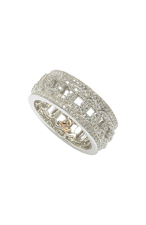 Sterling Silver Cutout CZ Band