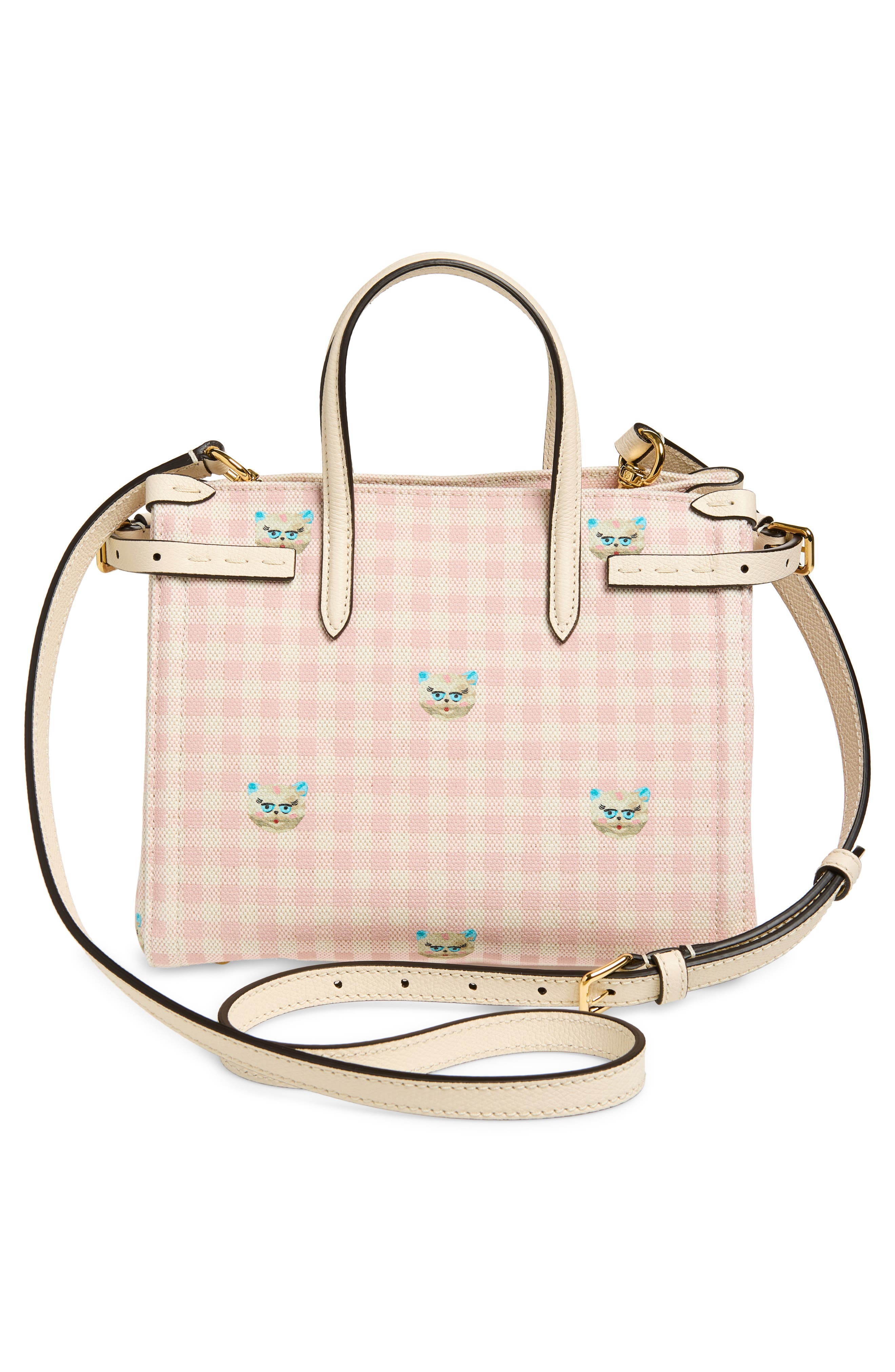 Valentino Garavani Small Antibes Gingham Canvas Tote, Alternate, color, Ivory/ Multi