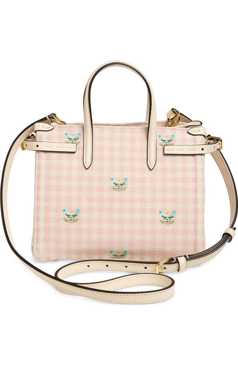 Valentino Garavani Small Antibes Gingham Canvas Tote, Alternate, color, Ivory/ Multi