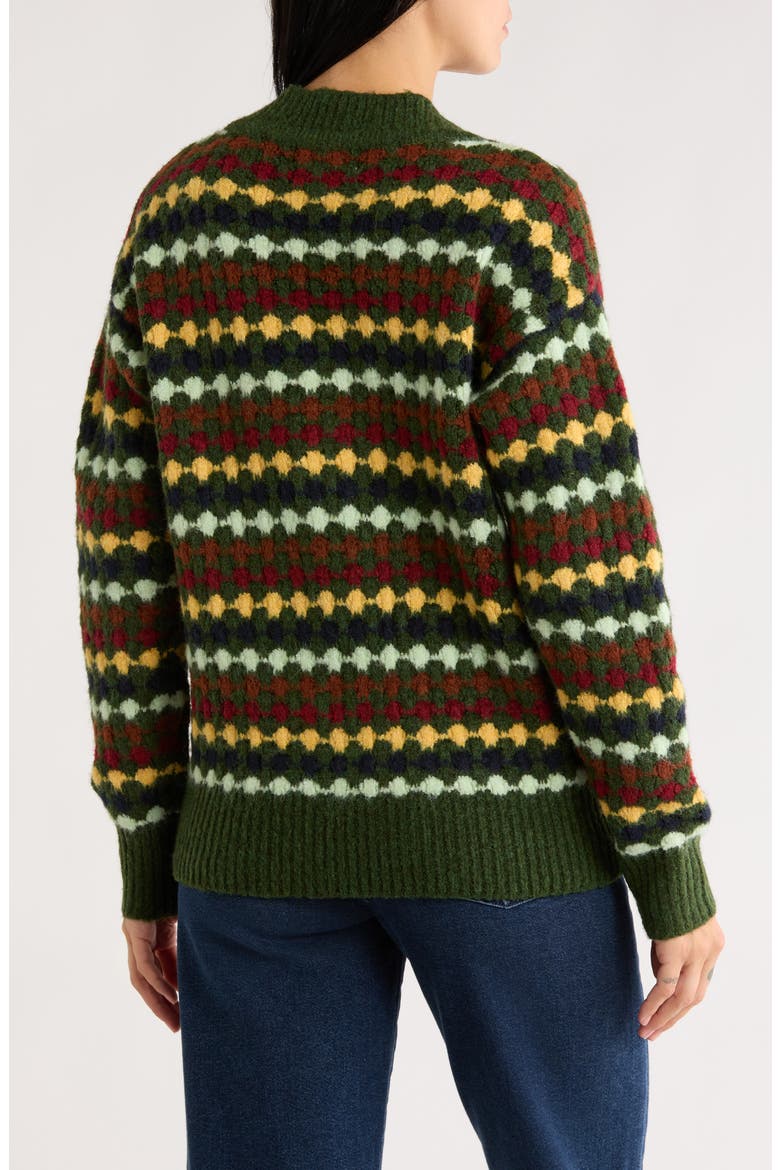Selena V-Neck Cardigan, Alternate, color, RIFLE GREEN/ SPICY MUSTARD