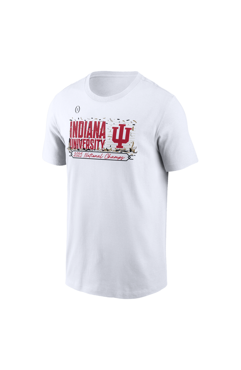 Nike Men's White Indiana Hoosiers College Football Playoff 2025 National Champions Confetti T-Shirt, Alternate, color, White