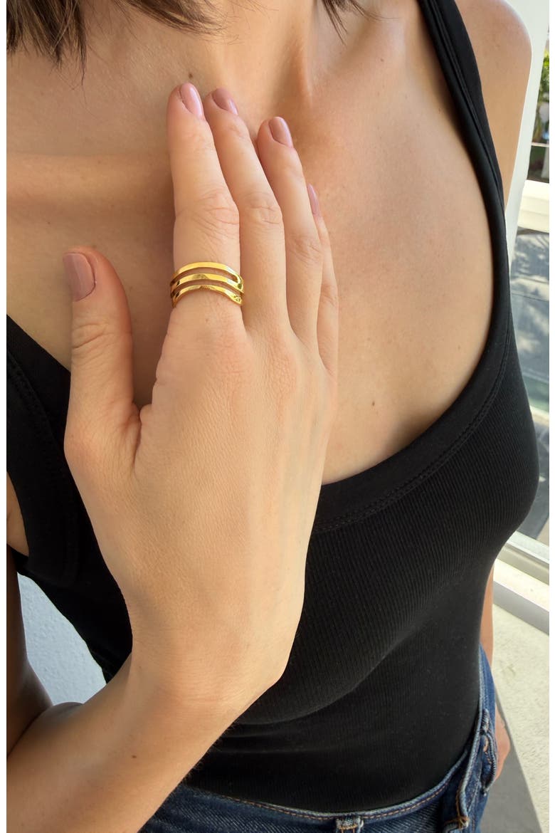 18K Gold Plated Cutout Band Ring, Alternate, color, GOLD