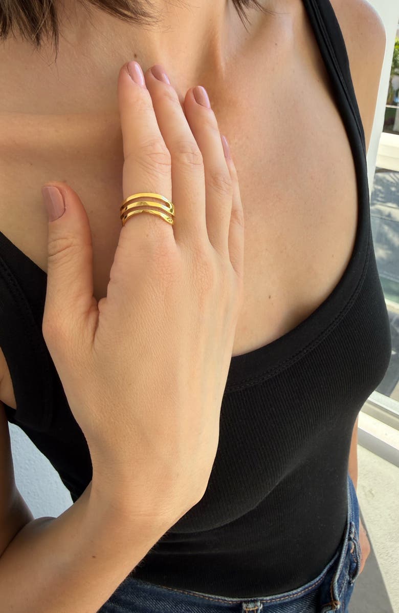 Adornia 18K Gold Plated Cutout Band Ring, Alternate, color, Gold