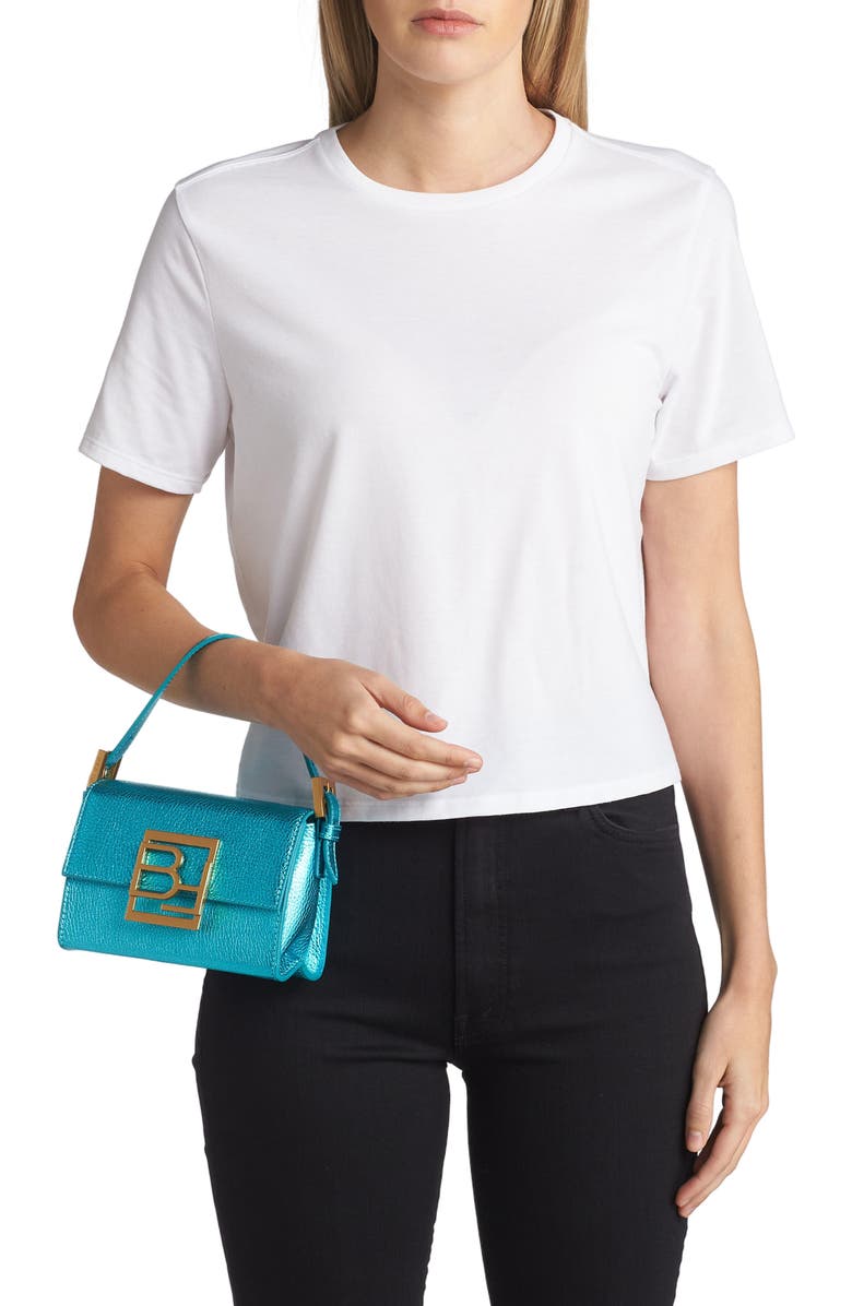 By Far Fran Metallic Leather Top Handle Bag, Alternate, color,