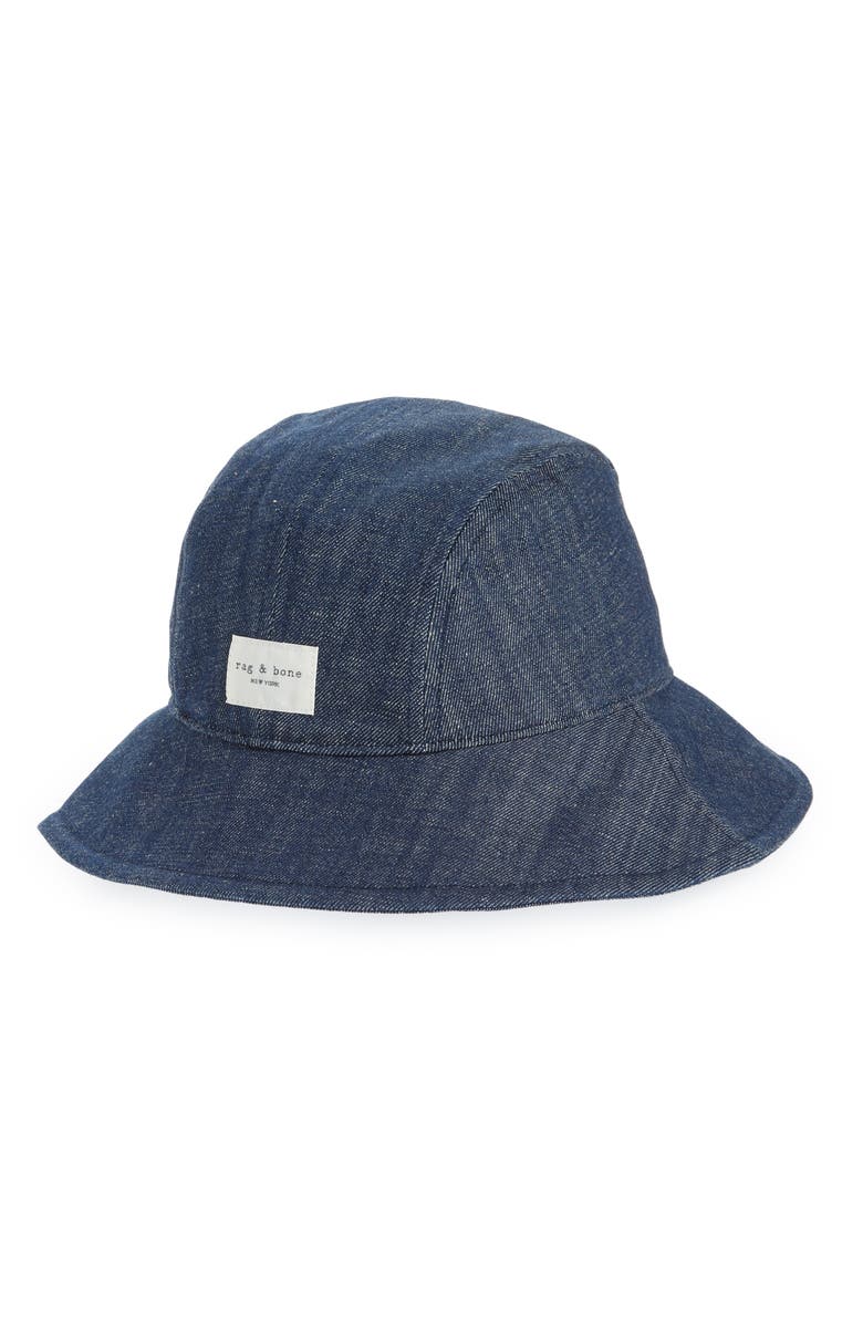 rag & bone Addison Denim Bucket Hat, Main, color,