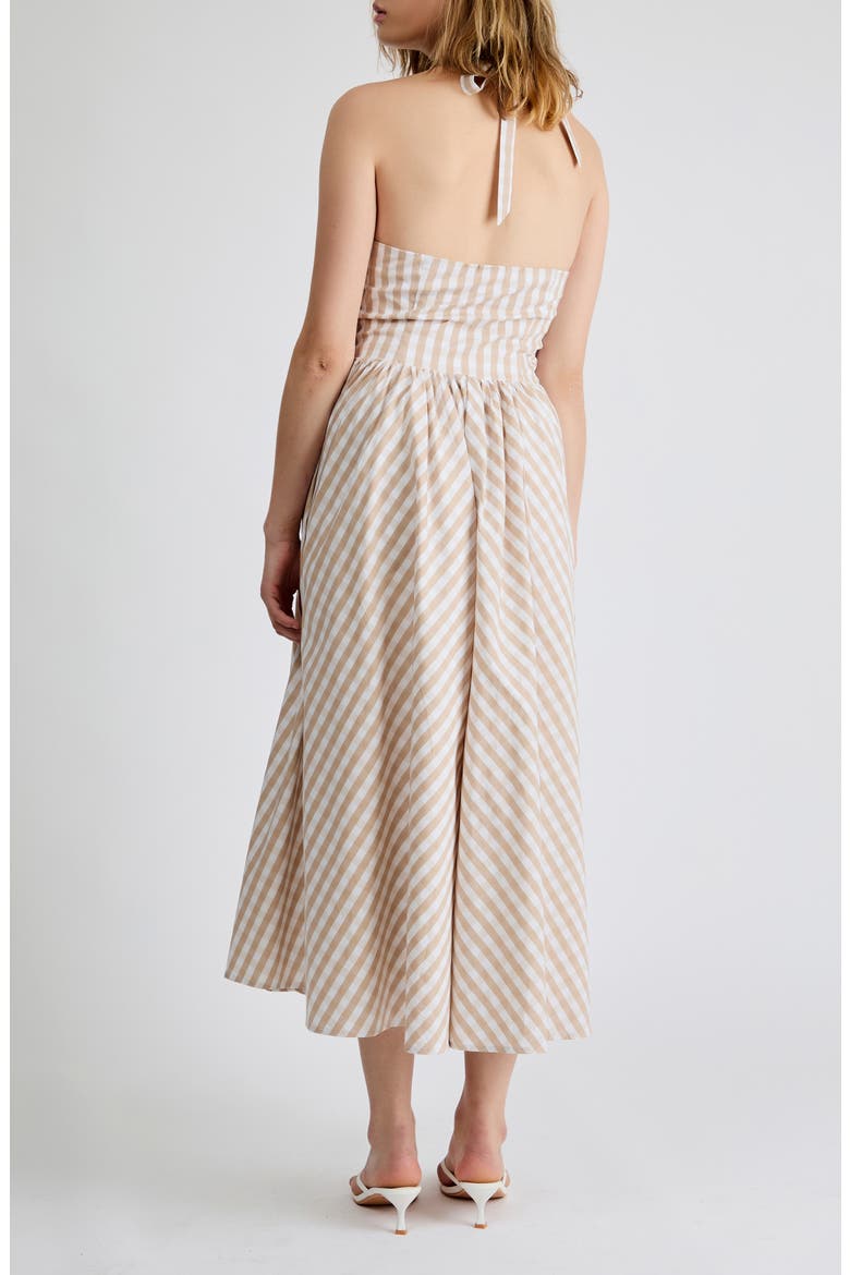 Elodie Gingham Halter Dress, Alternate, color, BEIGE GINGHAM