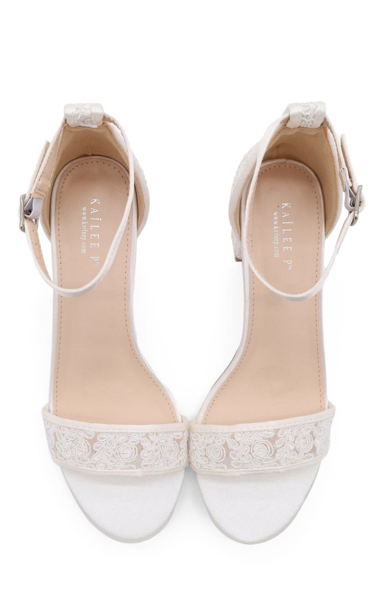 Jackie Crochet Lace Block Heel Sandals, Alternate, color, White