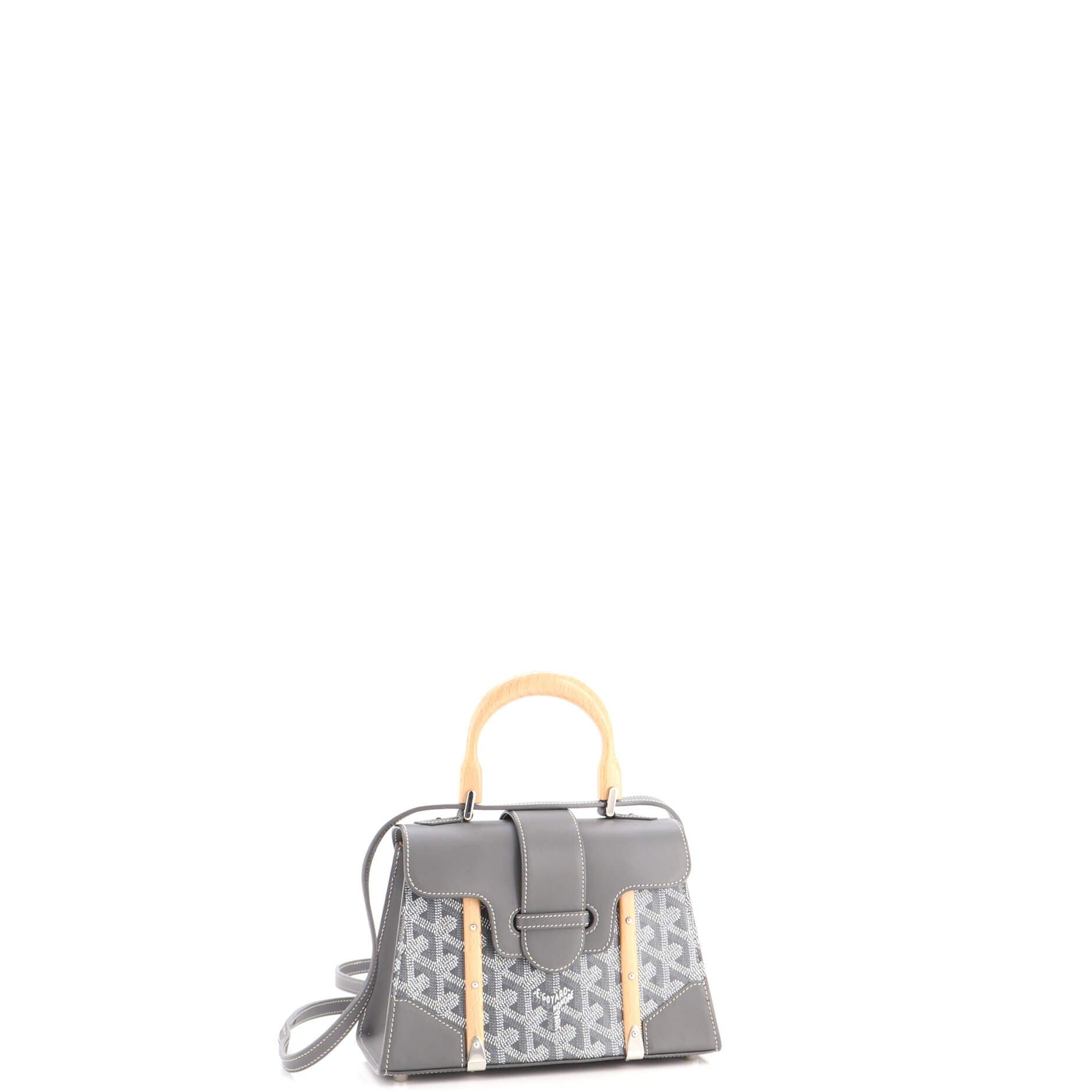 Structured Saigon Top Handle Bag Coated Canvas with Leather Mini, Alternate, color, Grey