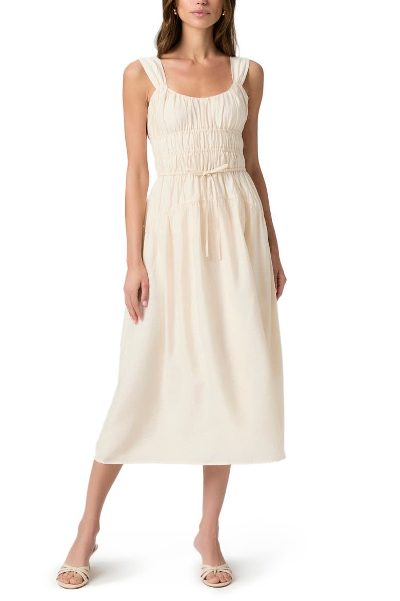 Arpeggio Smock Bodice Dress, Main, color, OYSTER WHITE