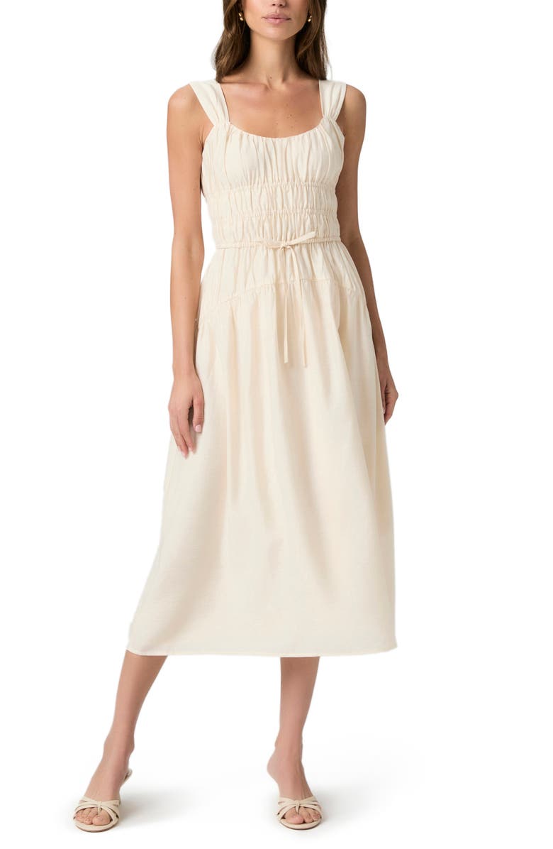 PAIGE Arpeggio Smock Bodice Dress, Main, color, Oyster White