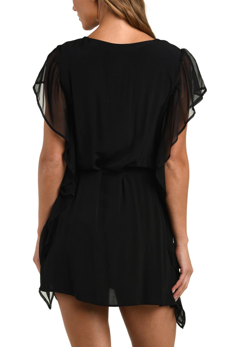 Glam Covers Alia Chiffon Cover-Up Tunic, Alternate, color, BLACK
