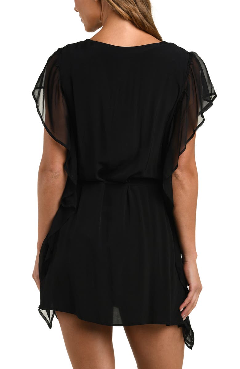 L'AGENCE Glam Covers Alia Chiffon Cover-Up Tunic, Alternate, color, Black