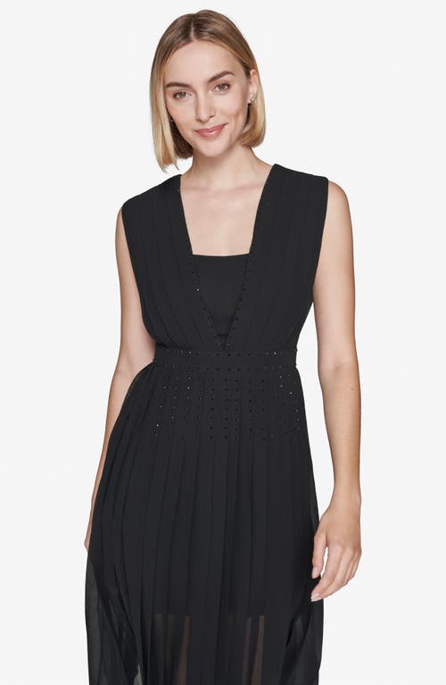 Karl Lagerfeld Paris Chiffon Embellished Midi Dress In Black