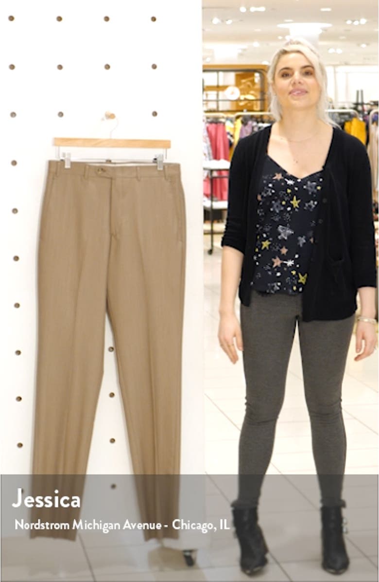 Flat Front Stripe Wool Dress Pants, sales video thumbnail