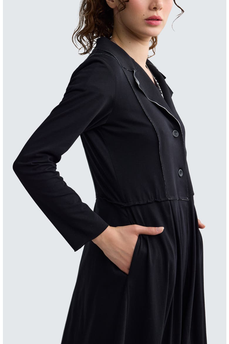 Ysolde Contrast-Stitch Long Jacket, Alternate, color, Black