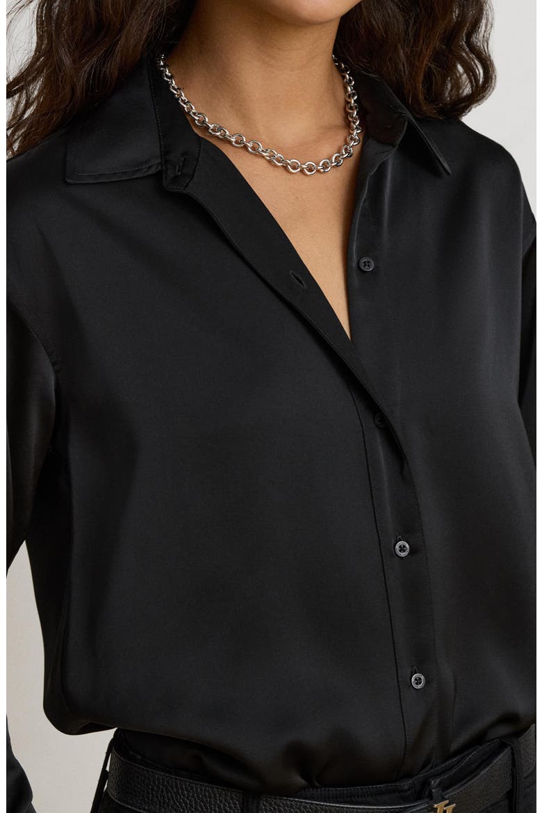 Kotta Satin Button-Up Shirt, Alternate, color, BLACK