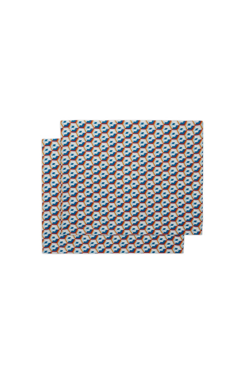 La DoubleJ Placemats Set Of 2 (35X45) Cubi Blue, Main, color, Cubi Blue