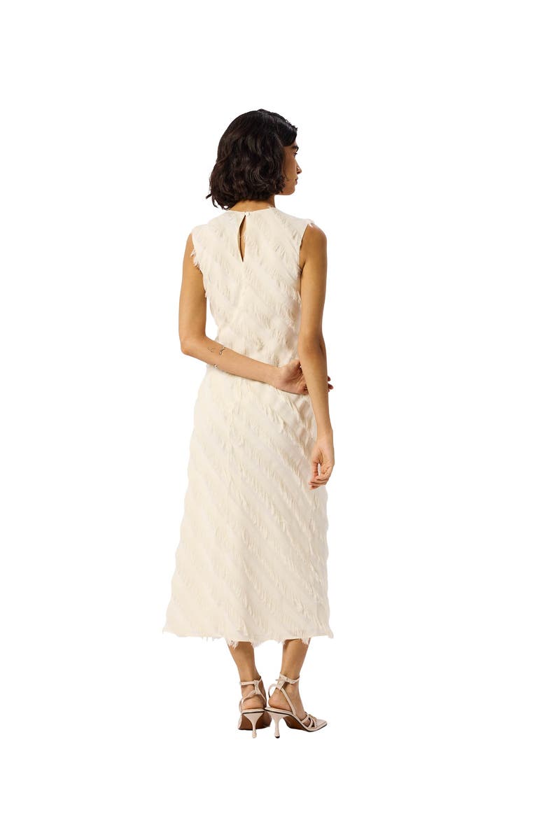 Whistles Fringe Textured Midi Dress, Alternate, color, Ivory