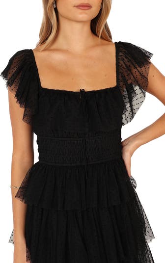 パーティードレス Faille and Swiss Dot Tulle Dress Petal & Pup Belle Swiss Dot Tulle Tiered Maxi Dress | Nordstrom