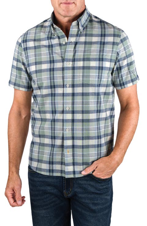 Plaid Short Sleeve Button-Down Shirt