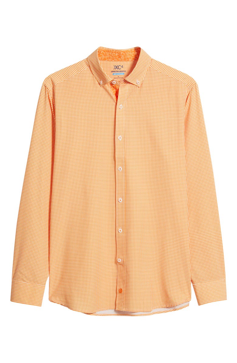 Johnston & Murphy Game Day XC4<sup>®</sup> Gingham Check Button-Down Shirt, Alternate, color, Orange