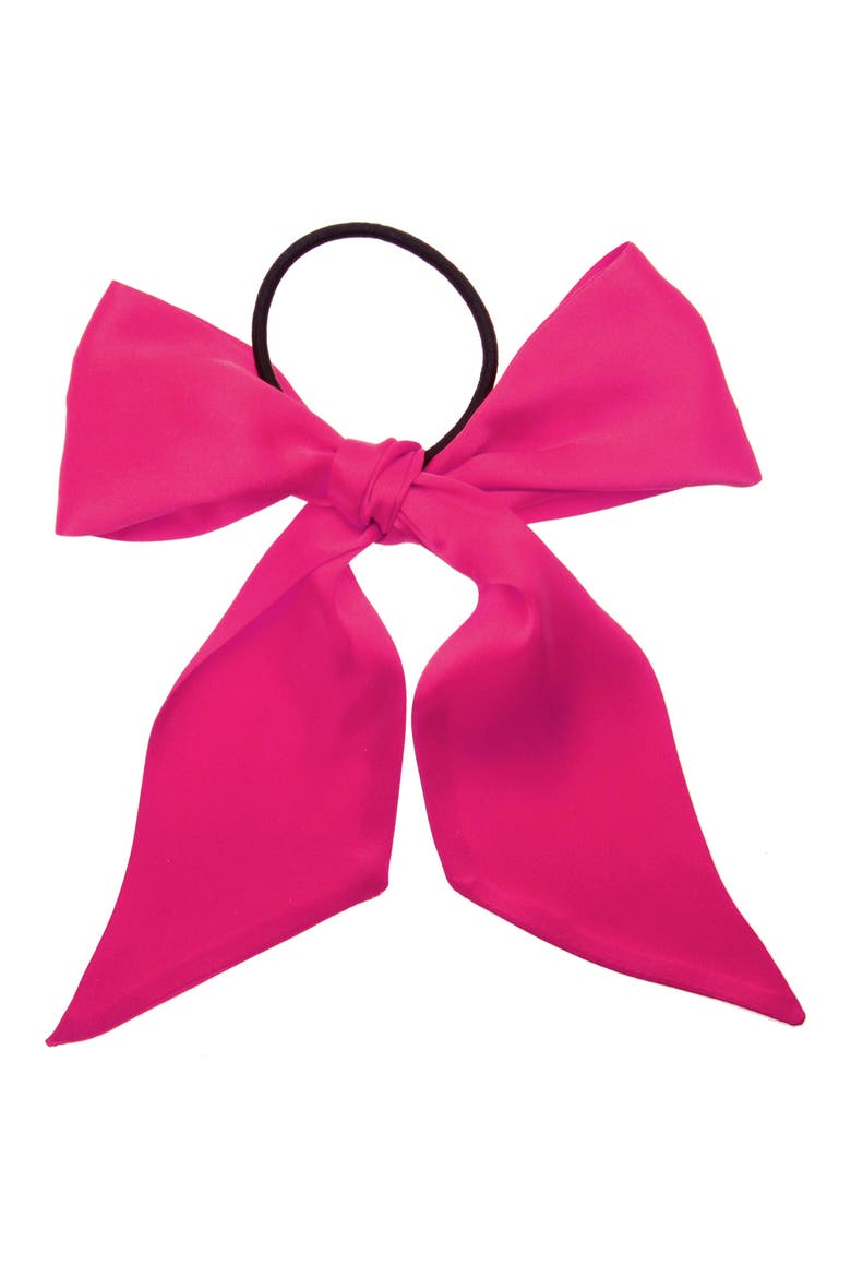 Large Bow Ponytail Holder, Main, color, ISLAND PINK