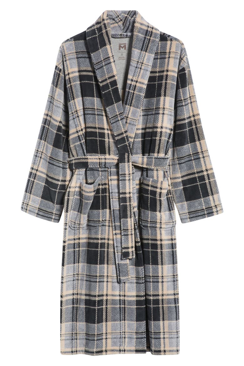 Firelight Plush Shawl Robe, Alternate, color, BLACK