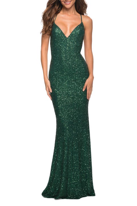 Luxurious Soft Sequin Dress with V Neckline