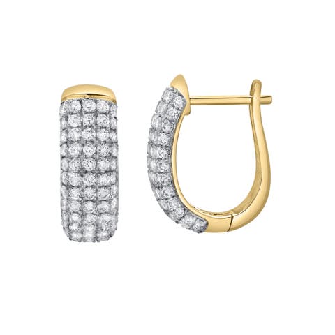 Ember Diamond Dome Huggie Hoop Earrings in 14K Gold
