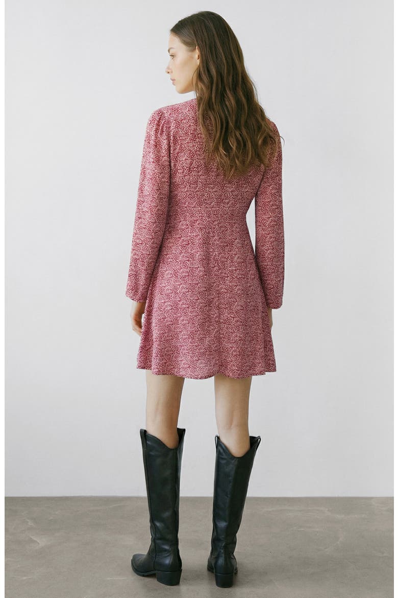 Print Long Sleeve Dress, Alternate, color, RED