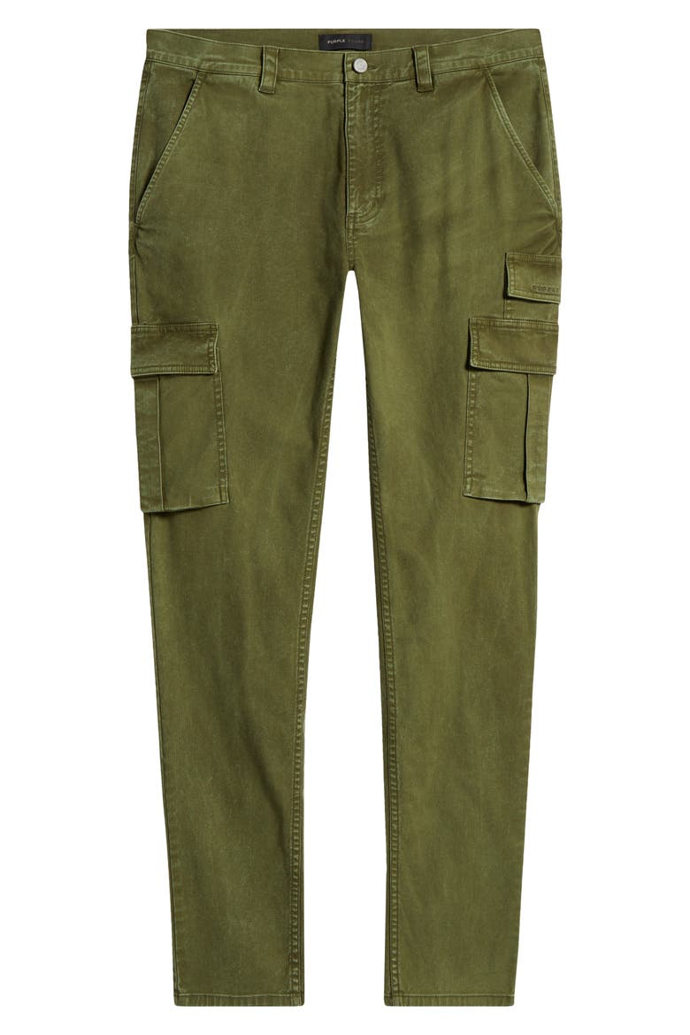 Slim Fit Brushed Cotton Stretch Twill Cargo Pants, Alternate, color, GREEN
