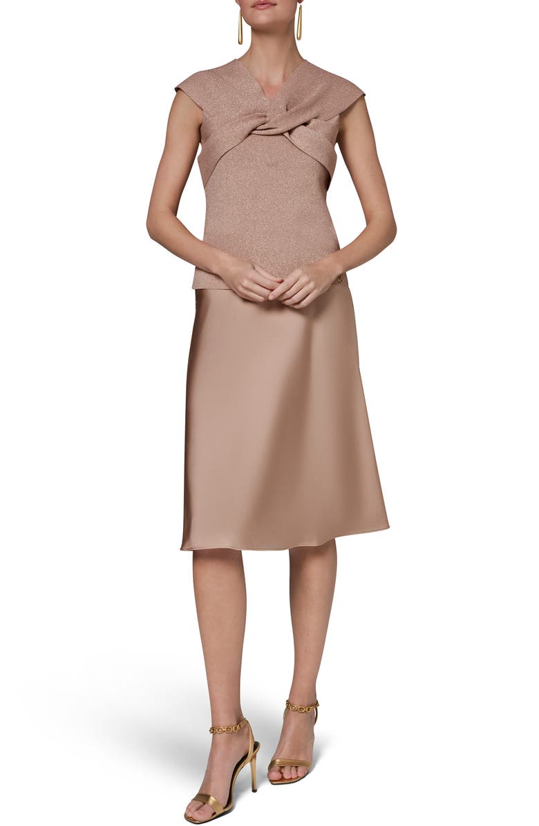 Donna Karan New York Crisscross Metallic Tank, Alternate, color, Umbria Rose Gold