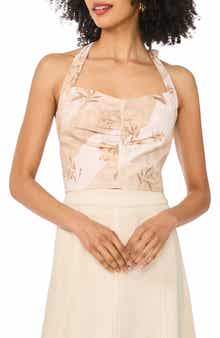 Parker Floral Halter Neck Cotton Crop Top