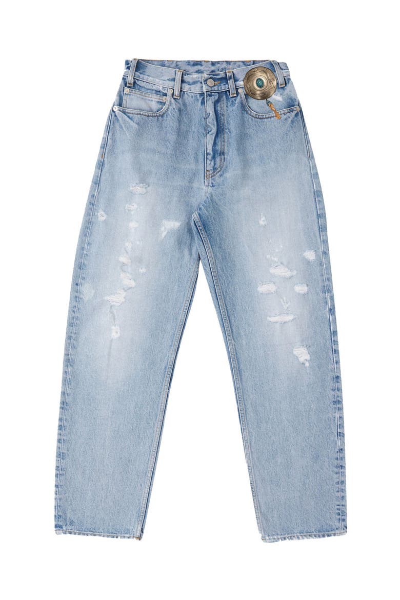 Juliettec High-Waisted Five-Pocket Denim Pants, Main, color, PALE BLUE