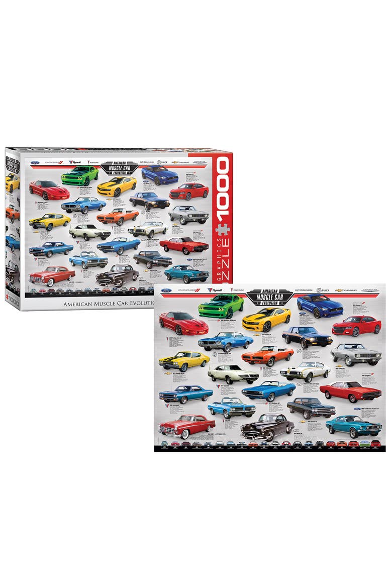 Muscle Car Evolution Chart Puzzle, 1000 Pieces, Alternate, color, Multicolored