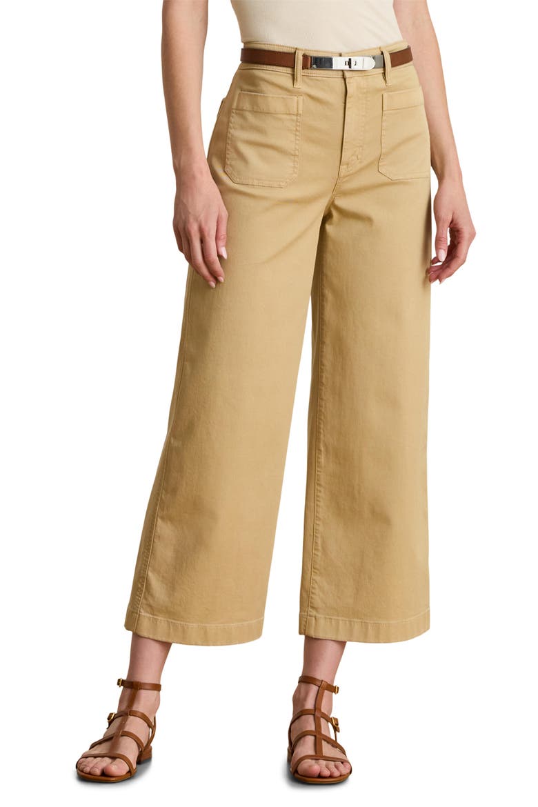 Stretch Cotton Twill Crop Pants, Main, color, TAN