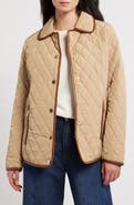 Michael Kors Faux Leather Trim Detail Quilted Jacket