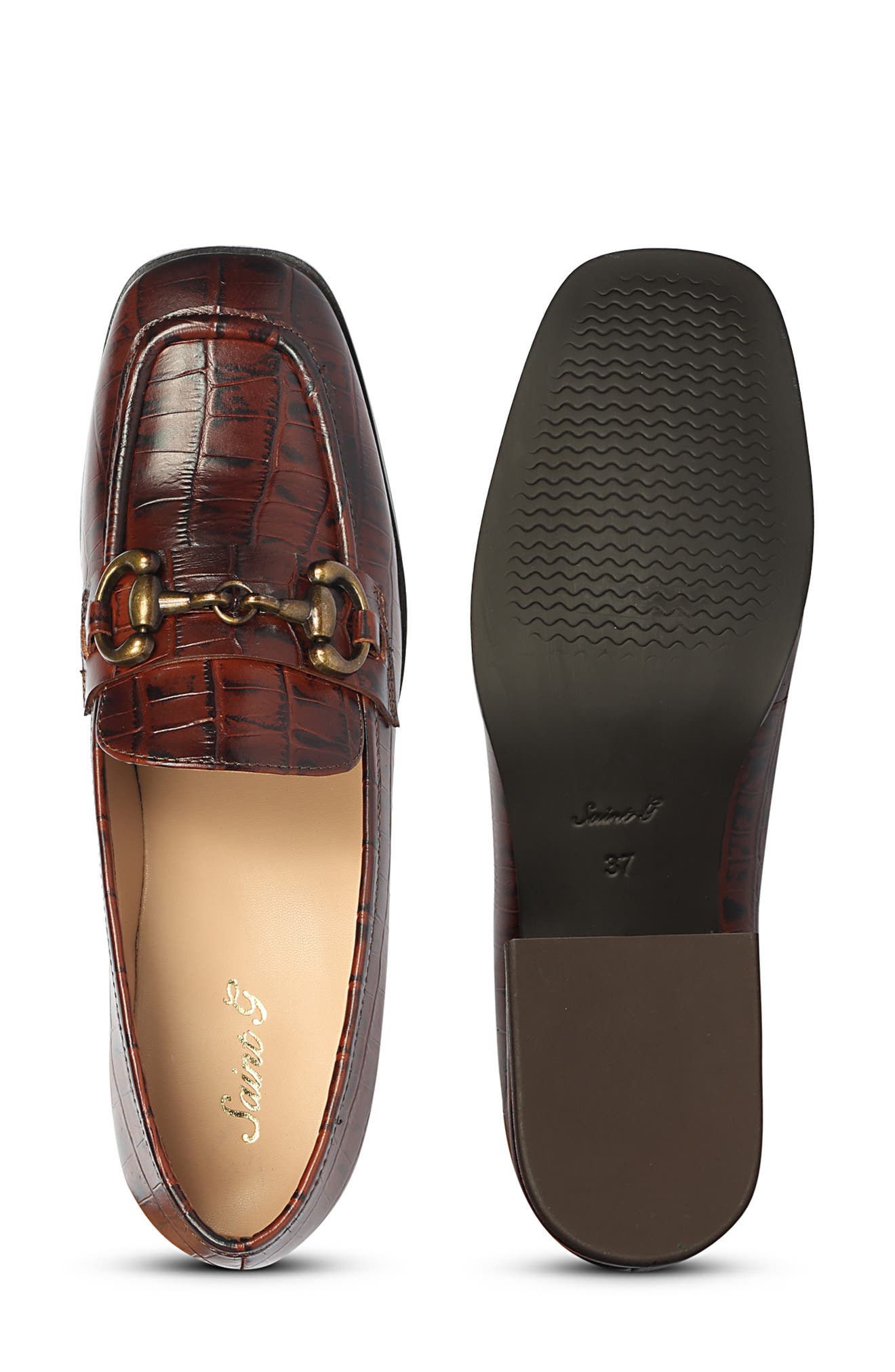 SAINT G Jacqueline Croc Embossed Loafer, Alternate, color, Chocolate