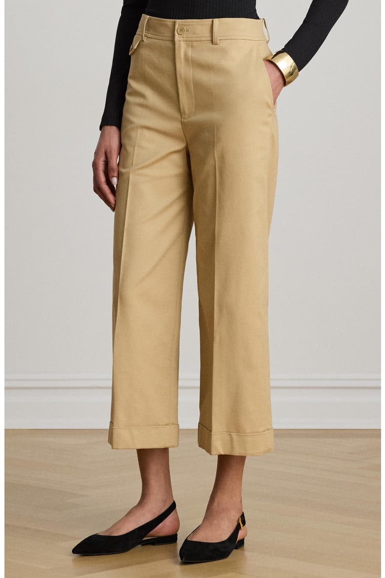 Cotton Stretch Twill Crop Wide Leg Pants, Alternate, color, BIRCH BEIGE