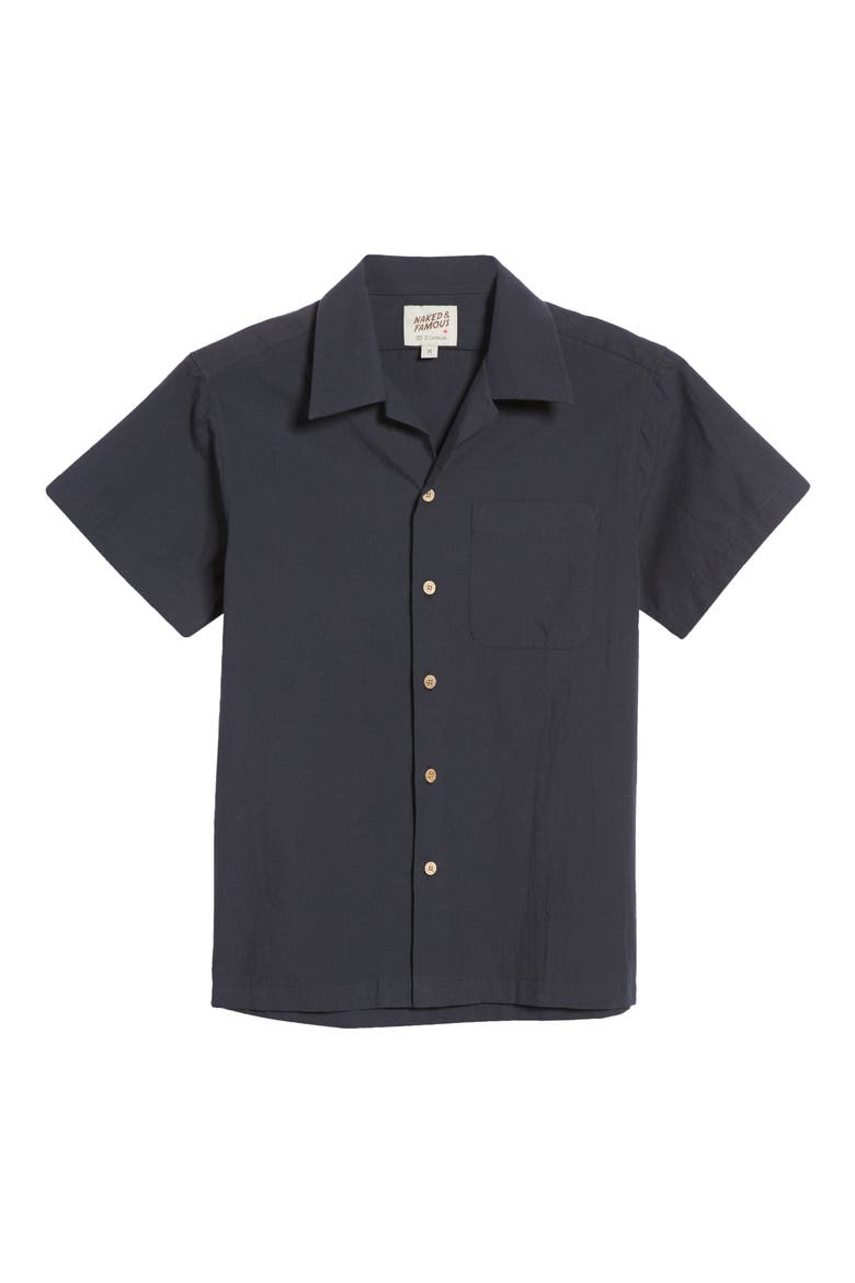 Naked & Famous Aloha Camp Shirt, Alternate, color, WASHED CHAMBRAY - BLACK