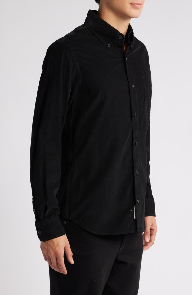 Schott NYC Pinwale Corduroy Button Down Shirt, Alternate, color, Black