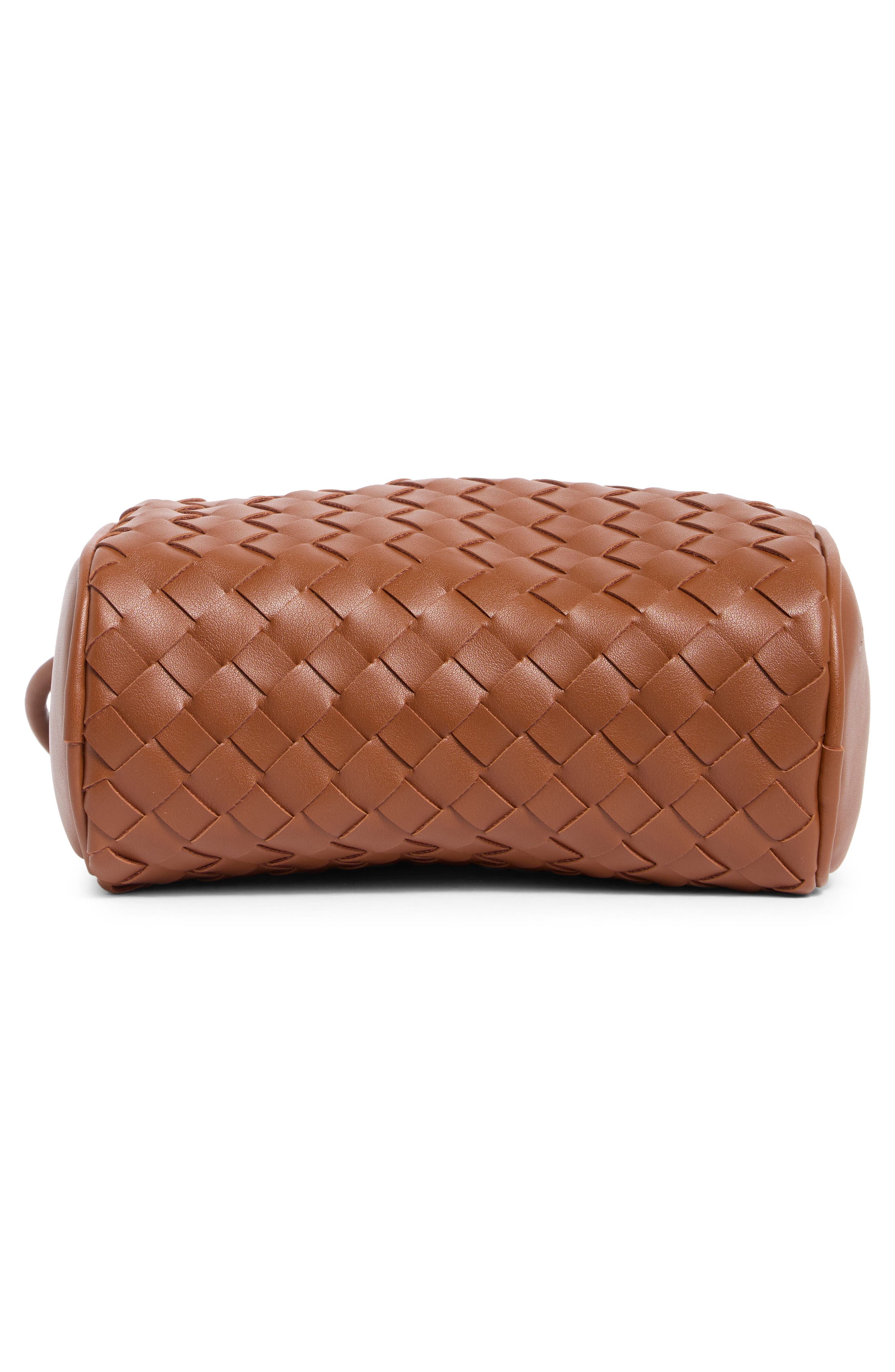 Woven Faux Leather Crossbody Bag, Alternate, color, CHOCOLATE