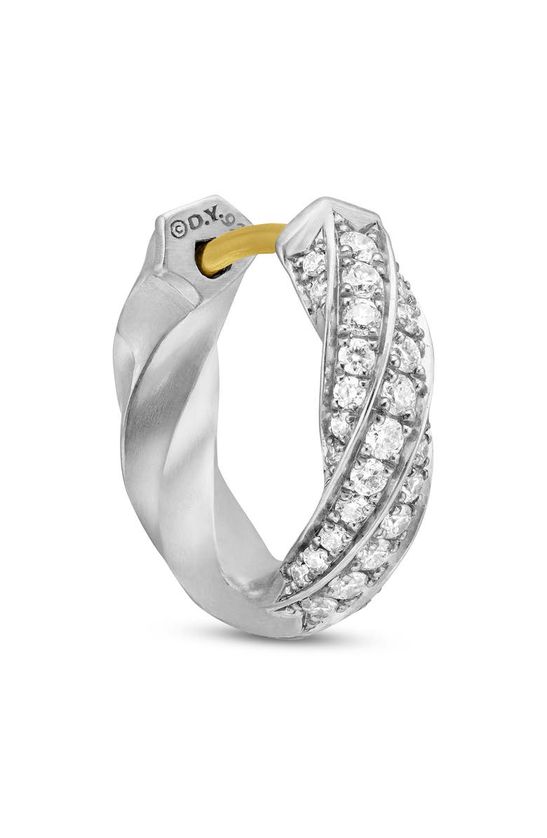 David Yurman Cable Edge<sup>™</sup> Huggie Hoop Earrings in Recycled Sterling Silver with Pavé Diamonds, Alternate, color, Sterling Silver Recycled