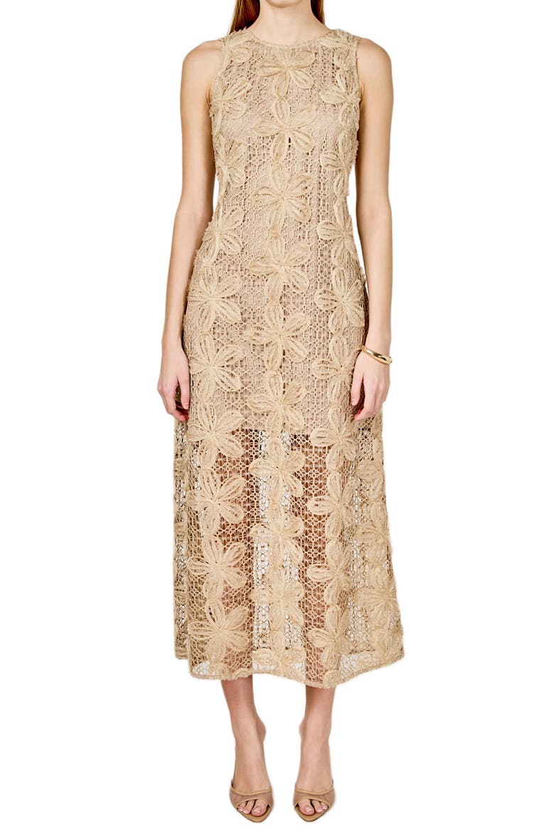 Lacy Sleeveless Dress, Main, color, TAUPE
